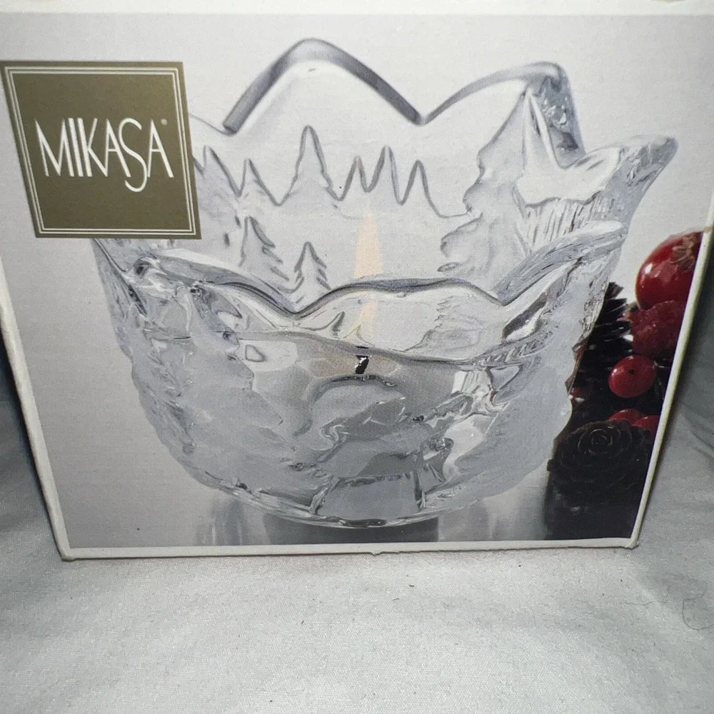 Mikasa Christmas Story Frosted Candle Holder / Candy & Nut Bowl, Germany